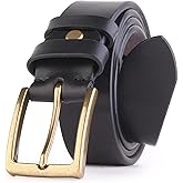 KARTURAKE Men's Full Grain Leather Belt ，Adjustable ，5mm Thickness，Durable Copper Buckle