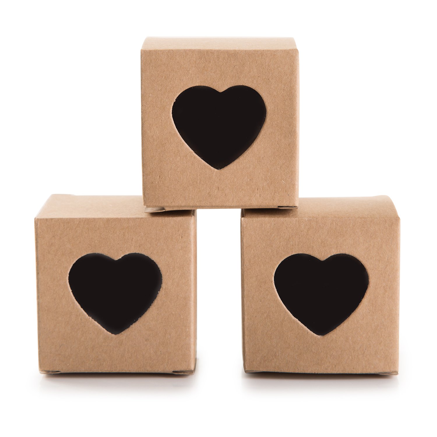 Amazon AWELL Kraft Gift Boxes 2x2x2 Inch With Clear Plastic Window 