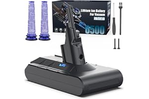 KEENSTONE Battery Replacement for Dyson V8, 21.6V 6500mAh Li-ion Battery Compatible with SV10 V8 Animal V8 Absolute V8 Motorhead V8 Carbon Fiber V8 Fluffy Series Cordless Vacuum, 2 Filters and 2 Screws Included