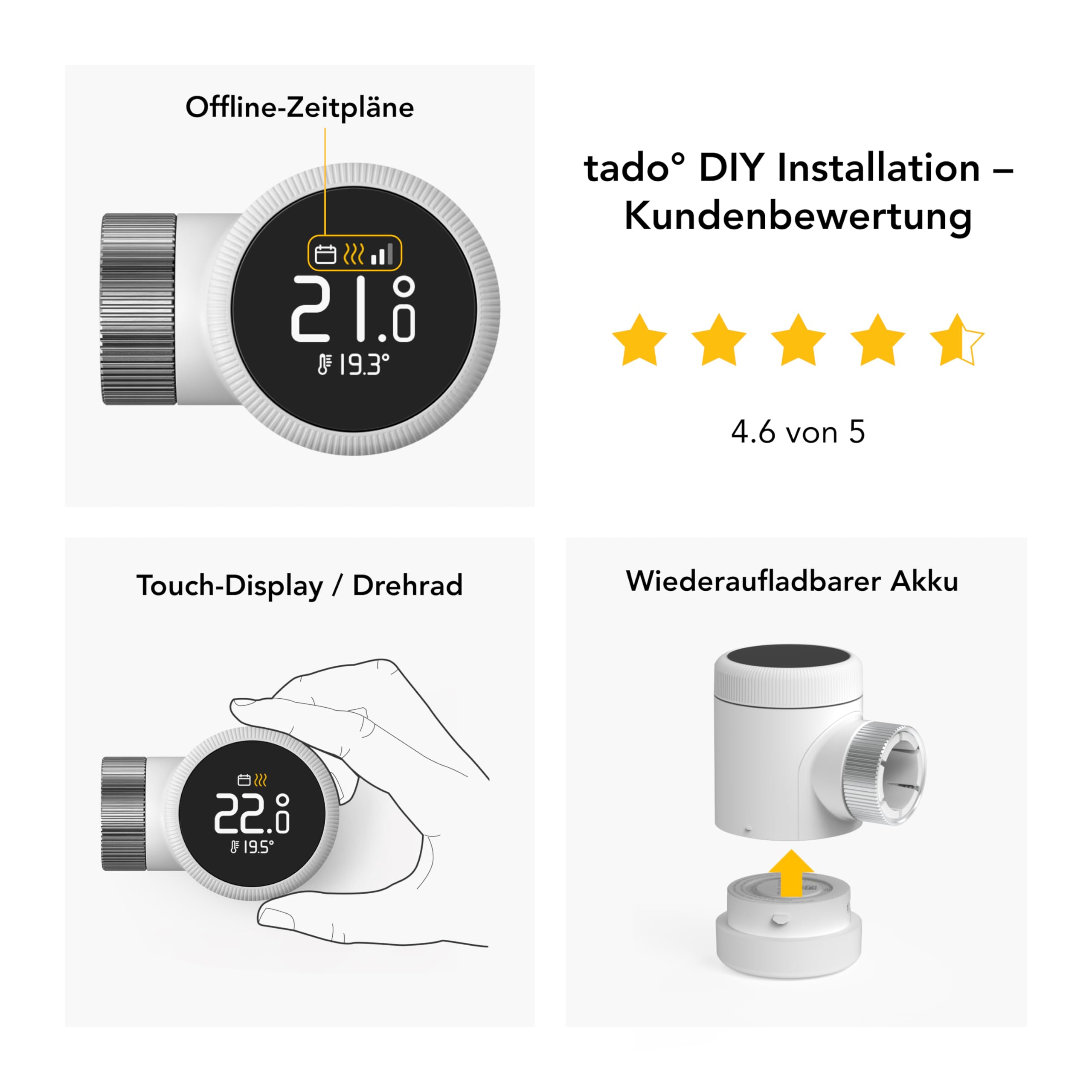 tado Smartes Heizkörperthermostat X – Trio Pack, Heizungssteuerung per App und Smart Speaker (Alexa, Siri, Google Assistant), Energie sparen, DIY Installation 4
