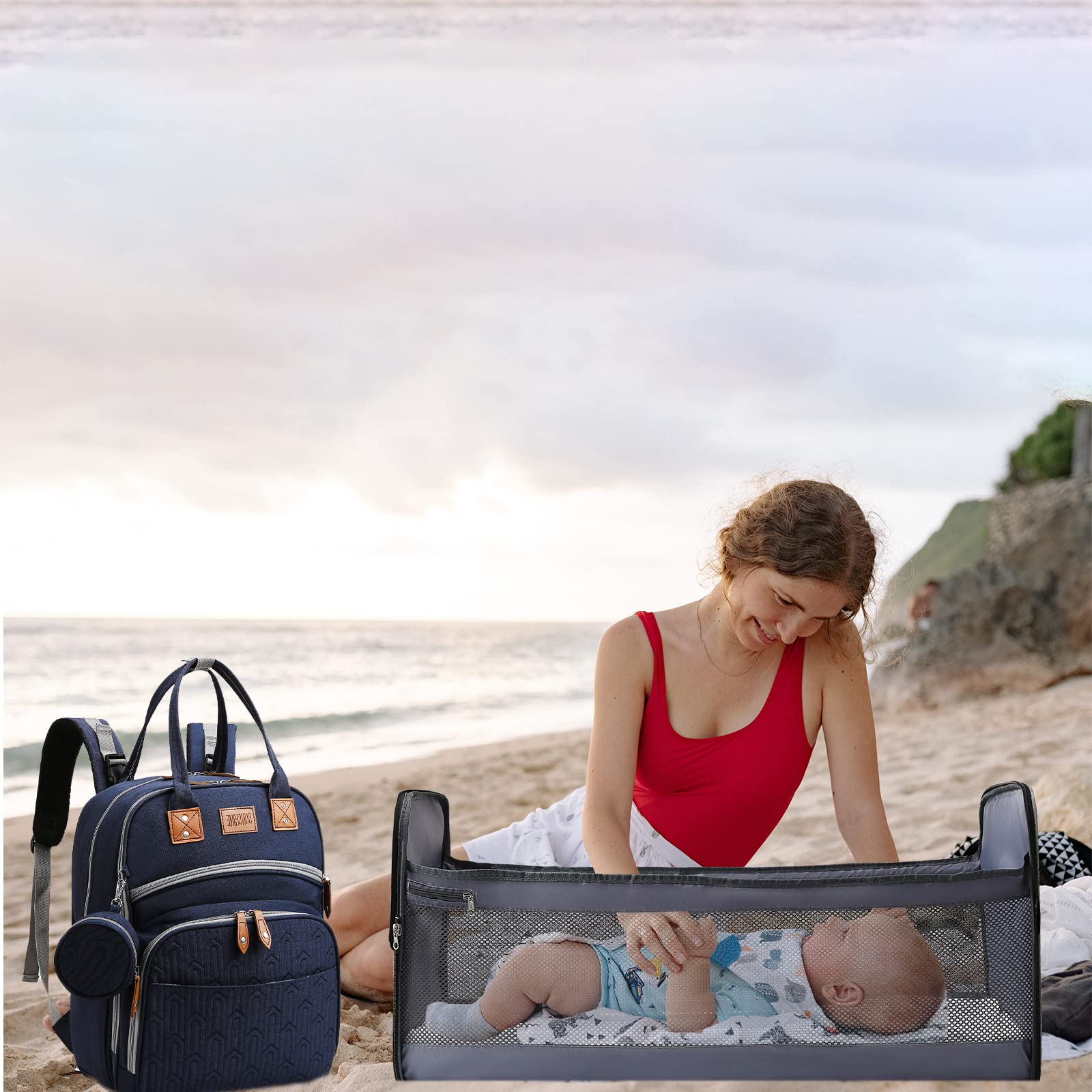 Baby Diaper Bag Backpack with Changing Station, best baby registry shower gifts, Baby Diaper Bags for Men and Women，Essential Gifts for New Parents of Babies（Dark Blue）