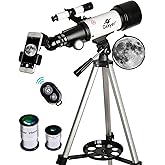 Gskyer Telescope, 70mm Aperture 400mm AZ Mount Astronomical Refracting Telescope for Kids Beginners - Travel Telescope with Carry Bag, Phone Adapter and Wireless Remote.