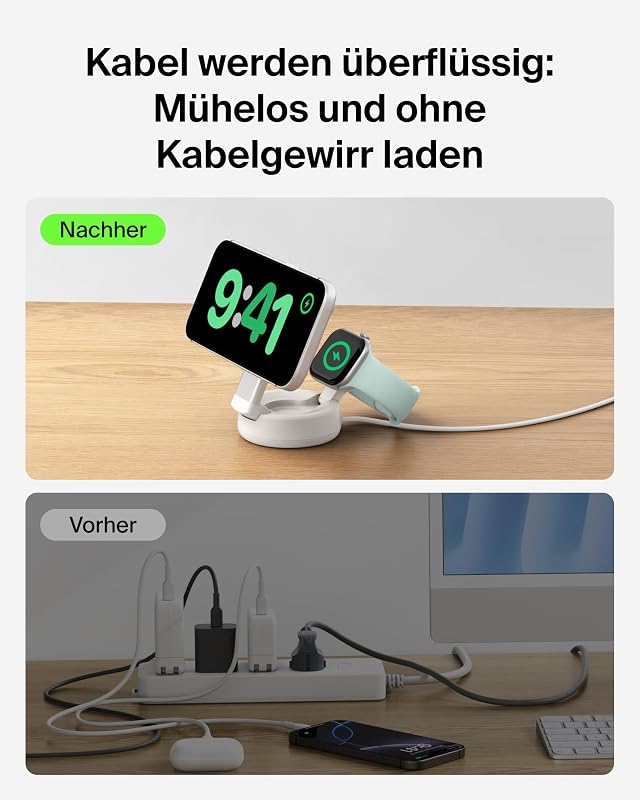 UltraCharge Pro 2-in-1 Qi2 Induktive Ladestation, 25W – Sandfarben