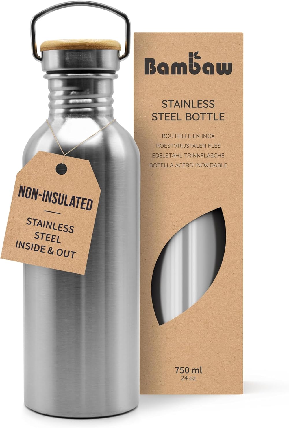 Bambaw Single Wall 750ml Stainless Steel Water Bottle Unisex