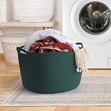 Maliton Extra Large Laundry Basket 50 x 33 cm Foldable Blackish Green view 5