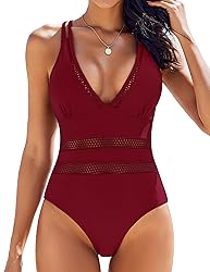 AI'MAGE Women One Piece Swimsuit Sexy V Neck