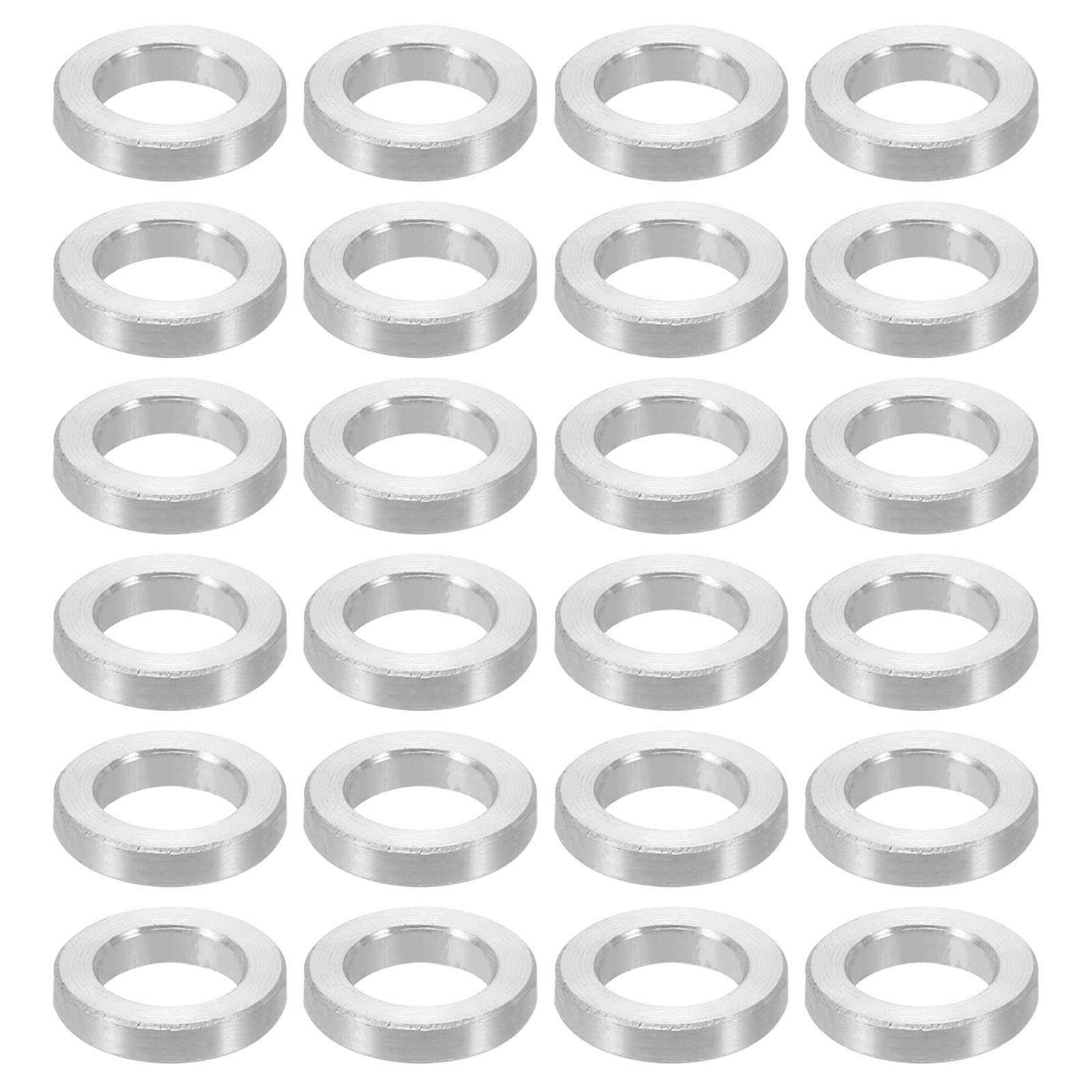 PATIKIL M6 Aluminum Spacers, 24 Pcs Metal Spacers Aluminum 6.2mm ID x 10mm OD x 2mm l Aluminum Spacer Screw Standoff Round for 1/4 or M6 Screw Bolts