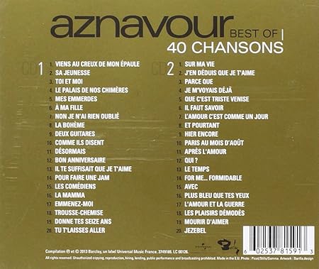 Aznavour Charles Best Of 40 Chansons Amazon Com Music