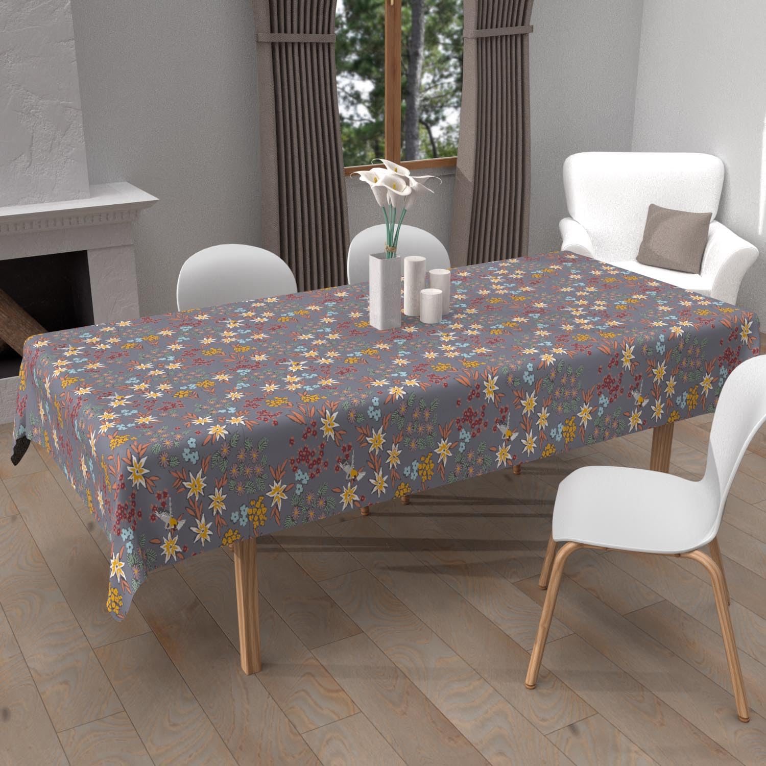 Soleil d'ocre Artemis Printed Stain-Resistant Rectangular Tablecloth 140 x 200 cm