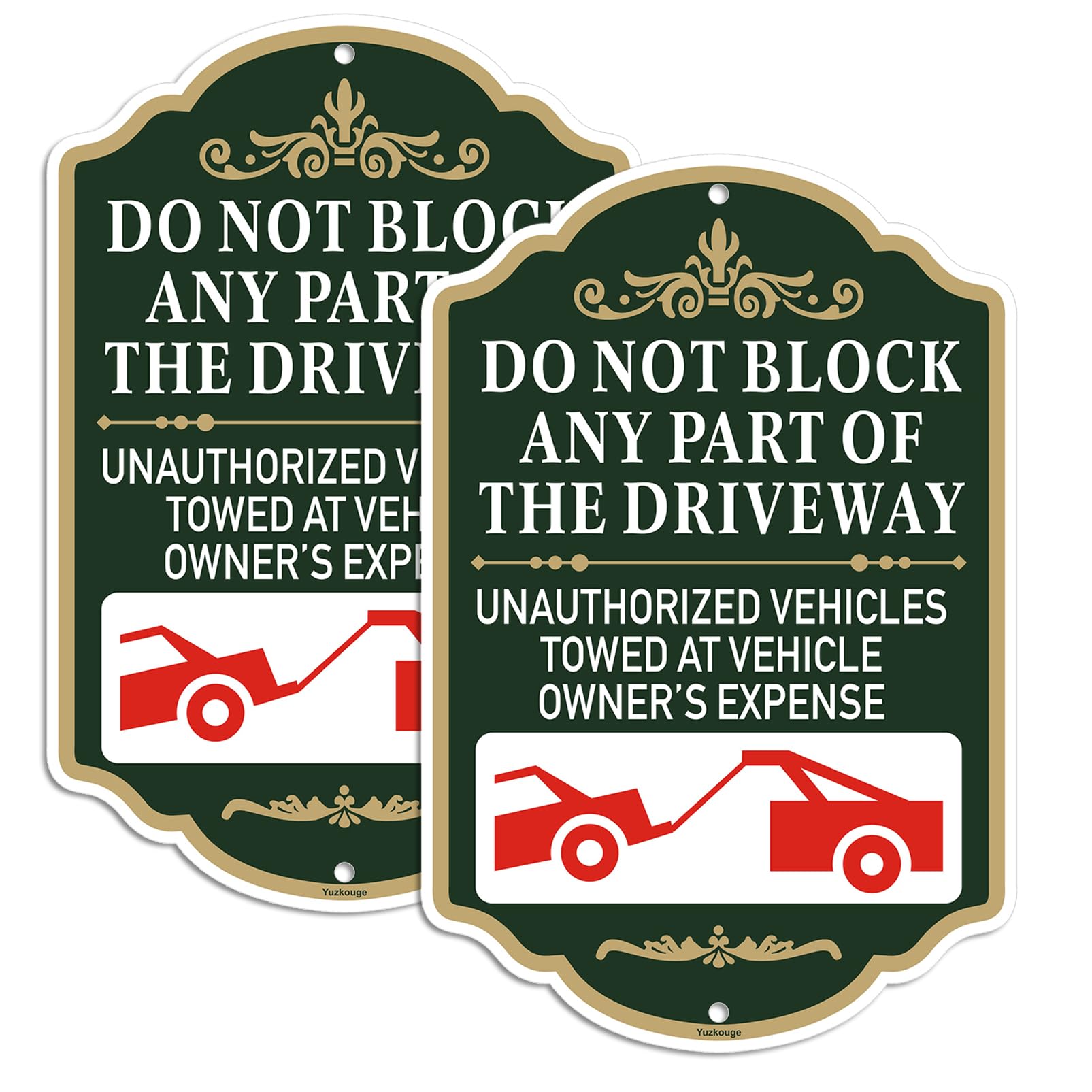 Yuzkouge Large Do Not Block Any Part of The Driveway Sign - 2 Pack, 30cm x 45cm Rust Free Aluminum No Parking Sign, Weatherproof, Fade Resistant, Easy Mounting.