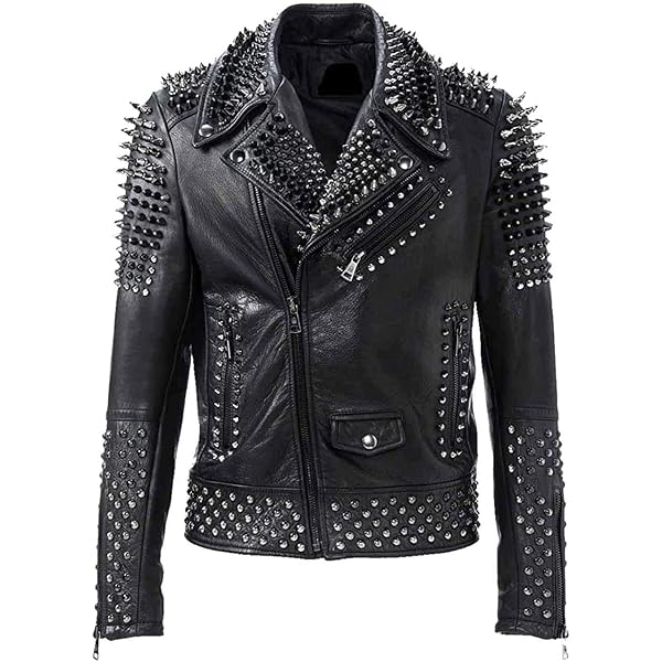 ジャケット・アウター opium darkwear punk studs riders jacket III-Fashions Men's Brando Vintage Biker Rock Punk Clothing Studded
