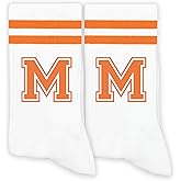 GRXXPIP Orange Initial Stripes Socks with Letter,Gifts for Birthday,Christmas,Back-to-school Season,etc.
