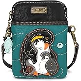 CHALA Bird Collection Cell Phone Crossbody Purse-Women PU Leather/Canvas Multicolor Handbag with Adjustable Strap