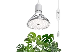 SpeePlant LED Grow Light Bulbs, Hanging Grow Lights for Indoor Plants, 25W 5000K, Height Adjustable Plant Light with Timer, Full Spectrum Grow Light Replace Sunlight for Large Tall Plant, Greenhouse