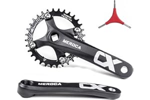 Cyclon Single Speed Square Taper Crankset, 170mm Mountain Bike Crankset with 104BCD 32T/34T/36T/38T/40T/42T Narrow Wide Tooth Round Black Chainring, Replacement for Bicycle Crank Arm Set MTB Crankset