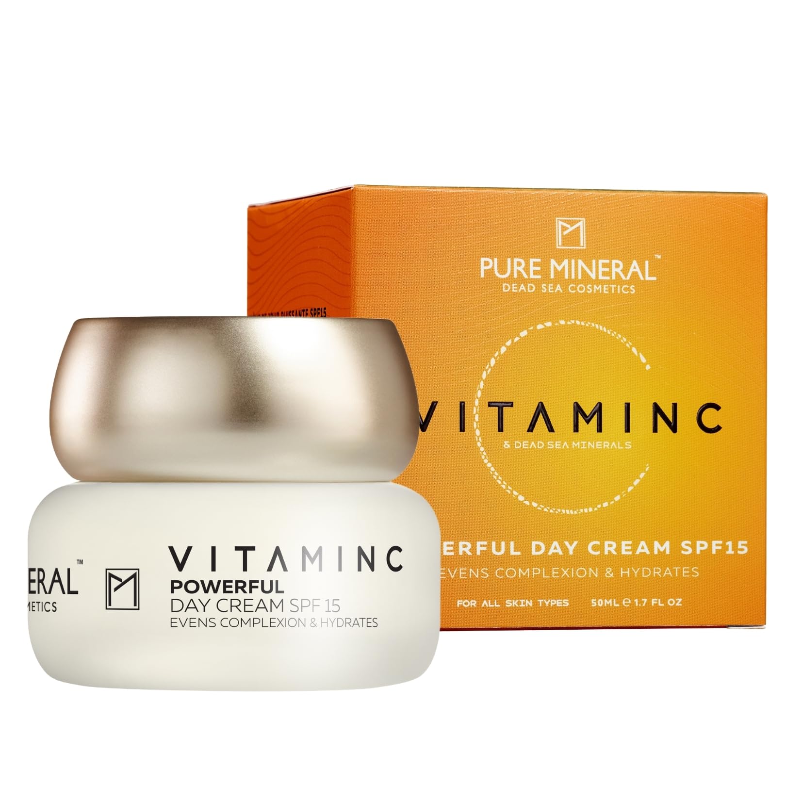 Pure Mineral - Vitamin C Day Cream SPF 15 for All Skin Types - Hydration & Protection - Silicone-Free, Sulfate-Free, Paraben-Free - 50ml
