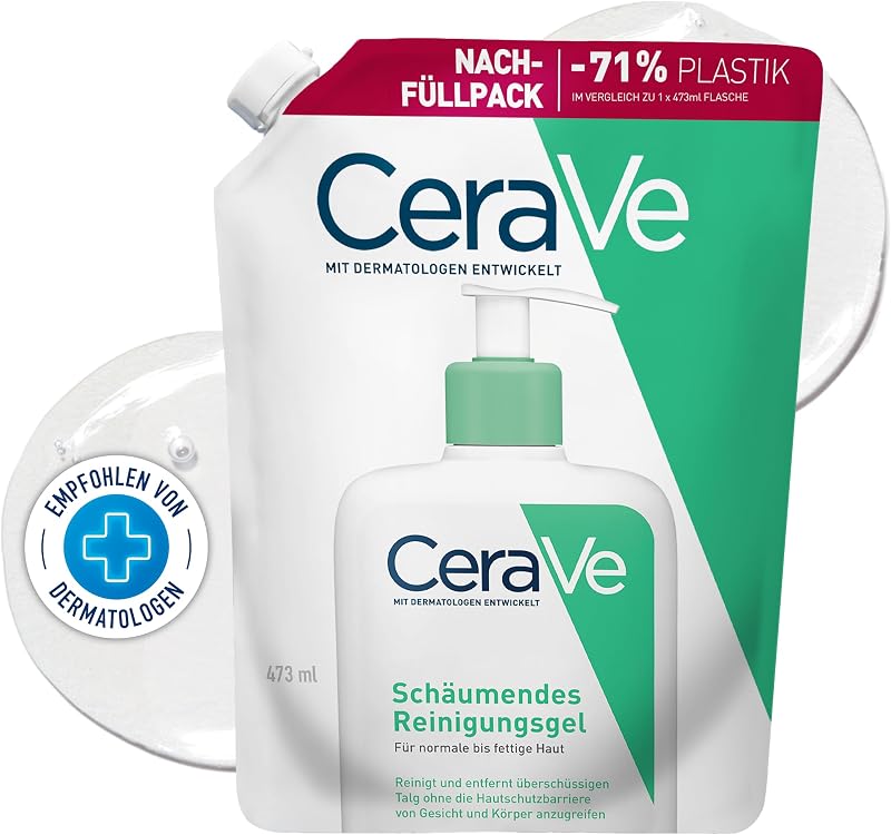 Schäumendes Reinigungsgel Refill für Gesicht und Körper, Normale bis fettige Haut, Mit Hyaluron und 3 essenziellen Ceramiden