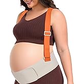 QEESMEI Belly Bands for Pregnant Women, Pregnancy Belly Band with Adjustable Support Brace Straps, Maternity Belt for Back, Abdomen and Waist (Beige,L)