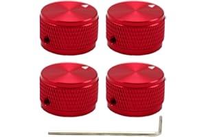 Samherome 4pcs Aluminum Alloy Potentiometer Control Knob, Universal Metal Volume Knob for Guitar/Bass/Keyboard/AMPS/Preamps/Audio Equipments, Guitar Bass Knob 6mm Diameter Shaft (Red)