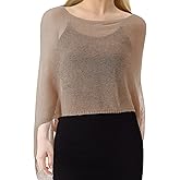 Jamntower 1 Pcs Women Sheer Poncho Shrug Summer Sheer Blouse Top Lightweight Poncho Sheer Bolero for Formal Evening Dress