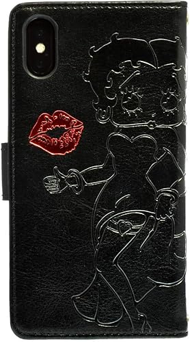 Amazon Co Jp Iphone S Iphone Iphone R ベティブープ Betty Boop ハート型 ミラー付 手帳型 カバー カード入れ付き 正規品 Iphone S Iphone 兼用 ブラック ジュエリー