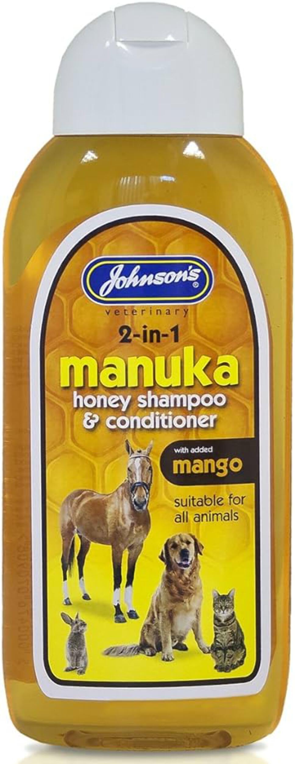 Johnsons Vet Manuka Honey 2-In-1 Shampoo, 400 ml, Clear