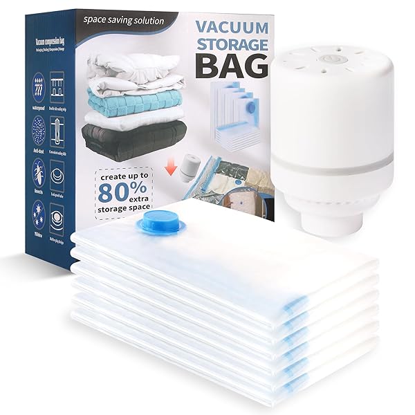 VACUUM STORAGE BAGS FOR CLOTHING,WITH ELECTRIC AIR PUMP...