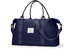 SUNMOP Weekender Bags for Women,Personal Item Travel Bag,Overnight Bag Gym Bag with Wet Pocket & Trolley Sleeve,Carry On Travel Tote Bag Duffel Bag,Navy Blue