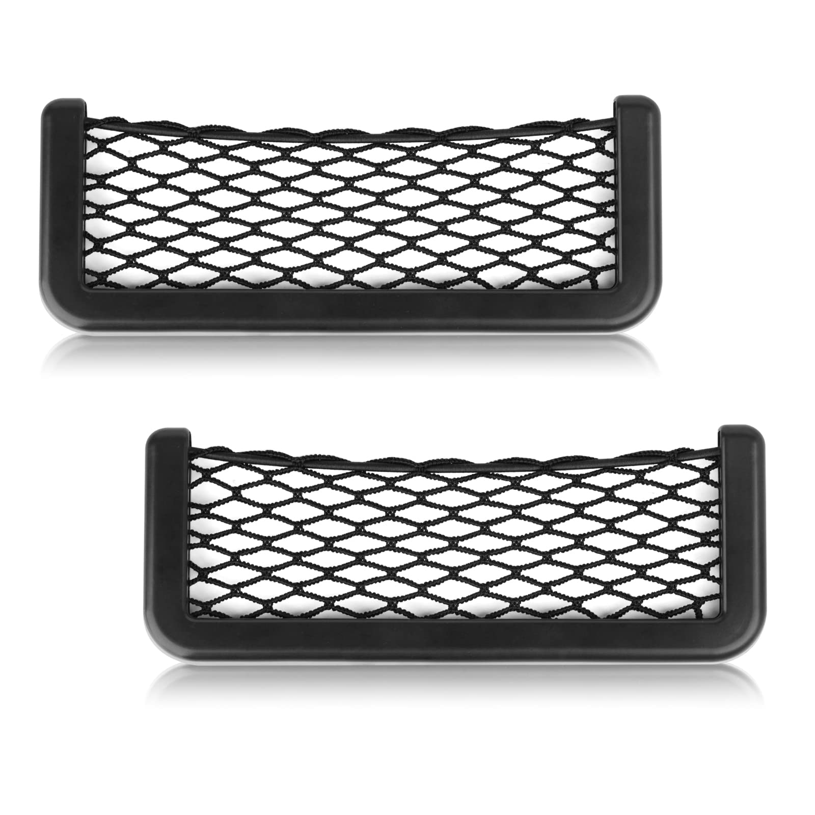 Photo 1 of 2 Pieces ABS Plastic Frame Automotive Cargo Nets Car Net Pocket Phone Car Mesh Net Holder RV Storage Boat Cargo Pocket Organizer Framed Mesh Net Pocket with Screws for Auto RV Net(8 x 3.1 Inch)