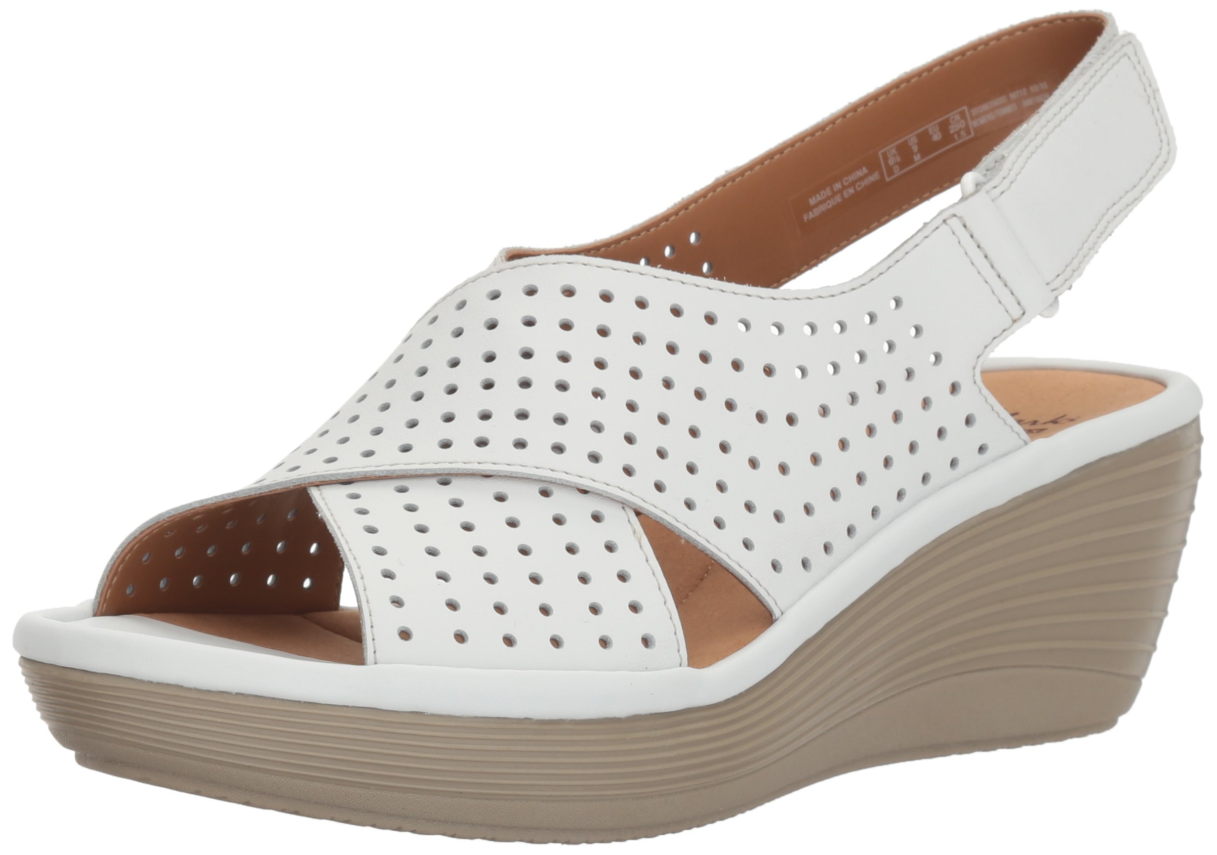 clarks white wedge sandals