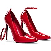 Elisabet Tang Women's Fashion Removable Ankle Strap Classic Pumps High Heels - 4.7IN Sexy Closed Pointy Toe Stilettos for Party Dress Shoes