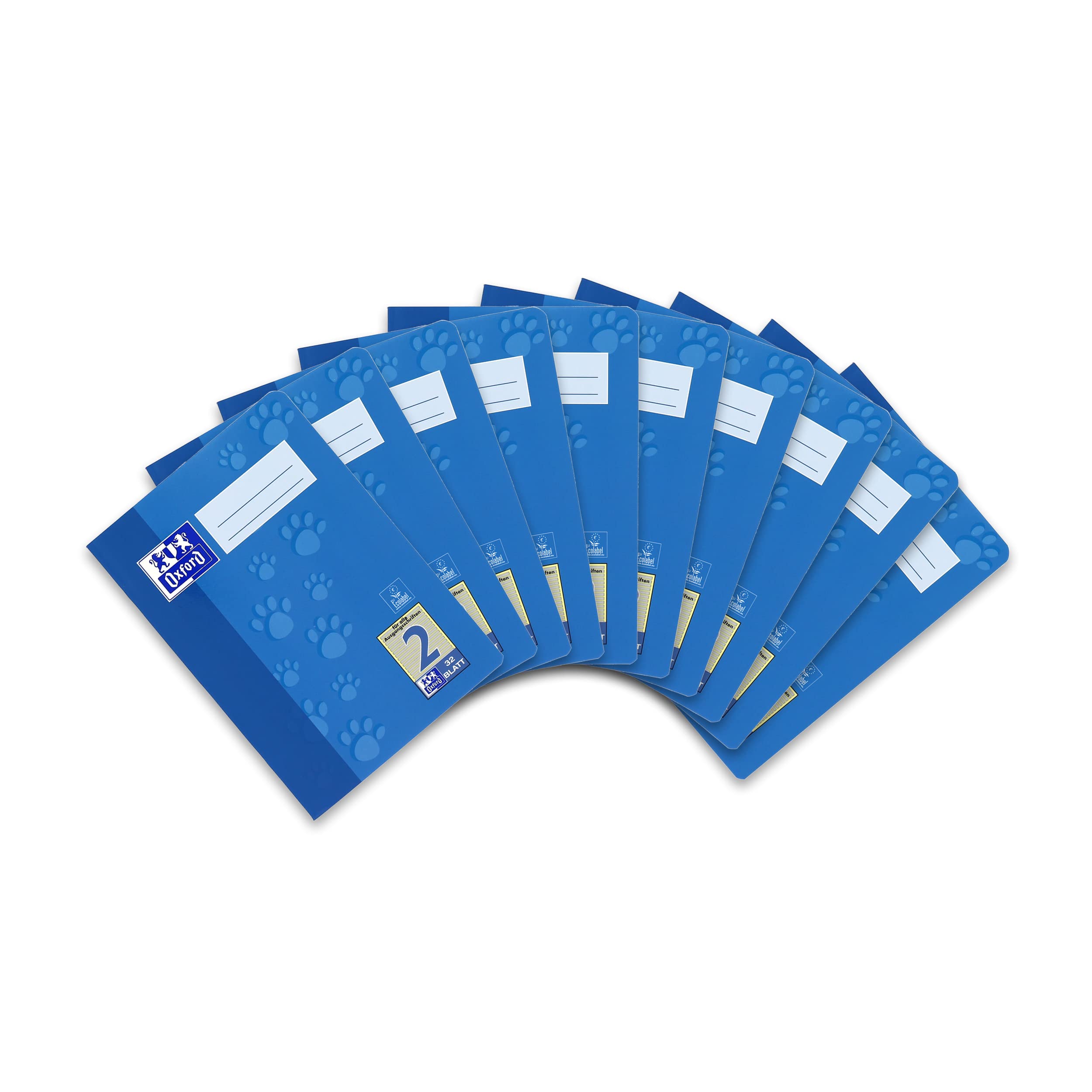 Oxford 100050376 Exercise Book A5 Type 2 Ruling (Year 2) 32 Sheets 90 g/m² Optic Paper Pack of 10 Blue