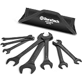DURATECH Super-Thin Open End Wrench Set, 8-Piece, Metric | Slim Wrench set, 5.5, 7, 8, 9, 10, 11, 12, 13, 14, 17, 19, 21, 22, 23, 24, 27 mm, Black Electrocoat, Rolling Pouch