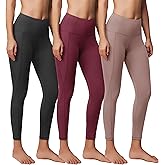 Showitty 3 Pack Workout Leggings with Pockets for Women, Black Compression Tummy Control Yoga Pants for Gym