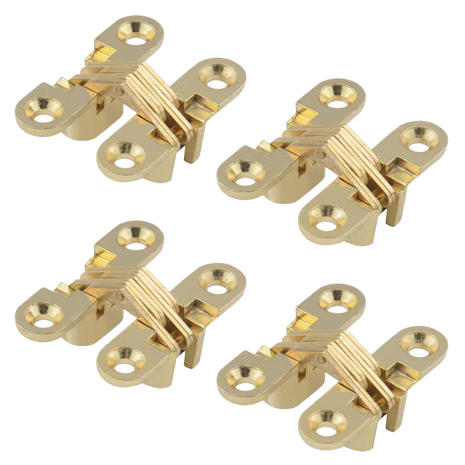 Helweet Modern Zinc Plated Invisible Hinges, 180° Cross Hinges, 4 Pack, Yellow