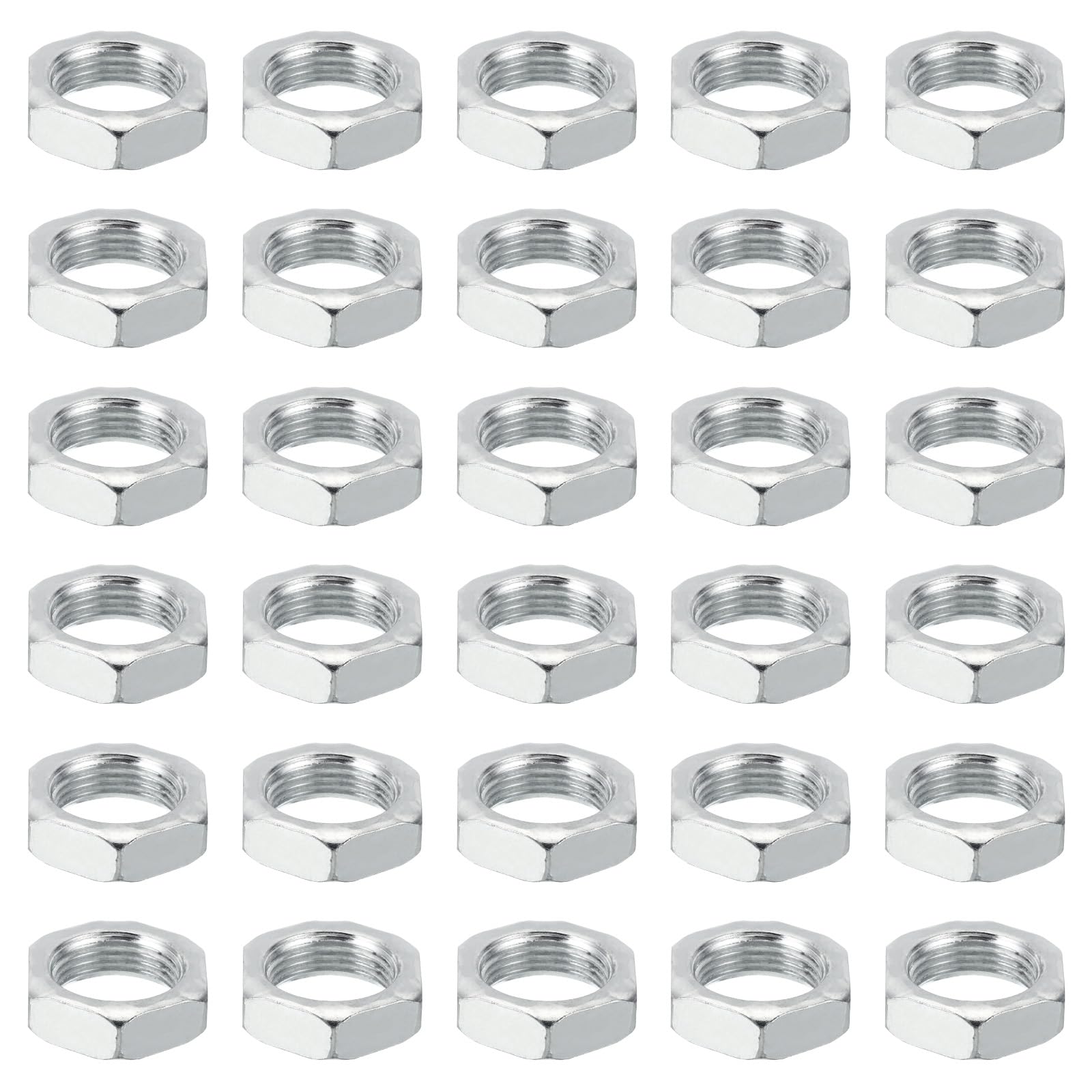 PATIKIL M20x1.5 Steel Hex Nuts, 30 Pack Metric Thread Zinc Plated Finished Hardware Nuts Screw Bolt Fasteners for Lamps Machinery Repair 9mm Height — image 1
