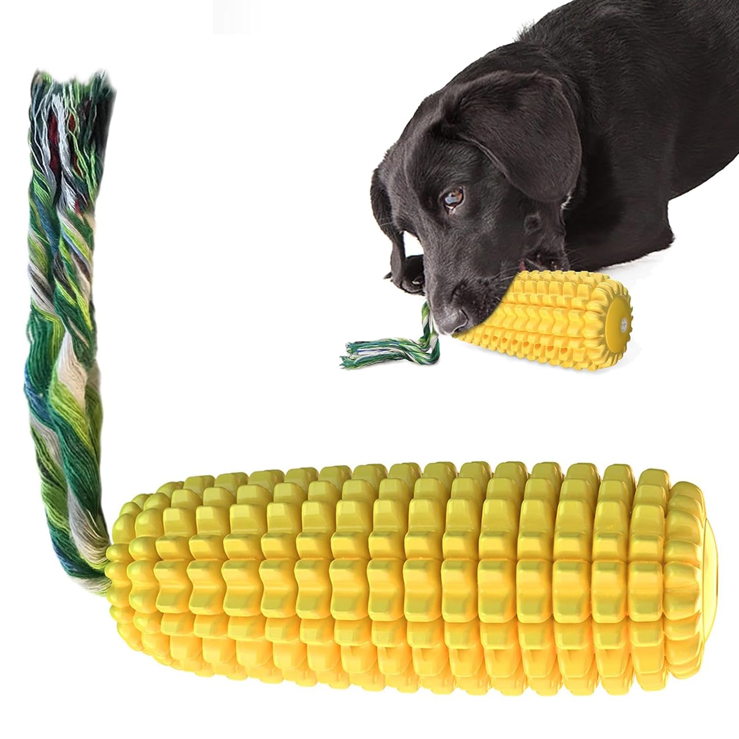 Esshogo Pet Toys Interactive Corn Toys with Toothbrush and Clean Teeth, Dog Toys, Interactive Dog Chew Toy with Corn Sticks for Small, Medium and Large Dogs