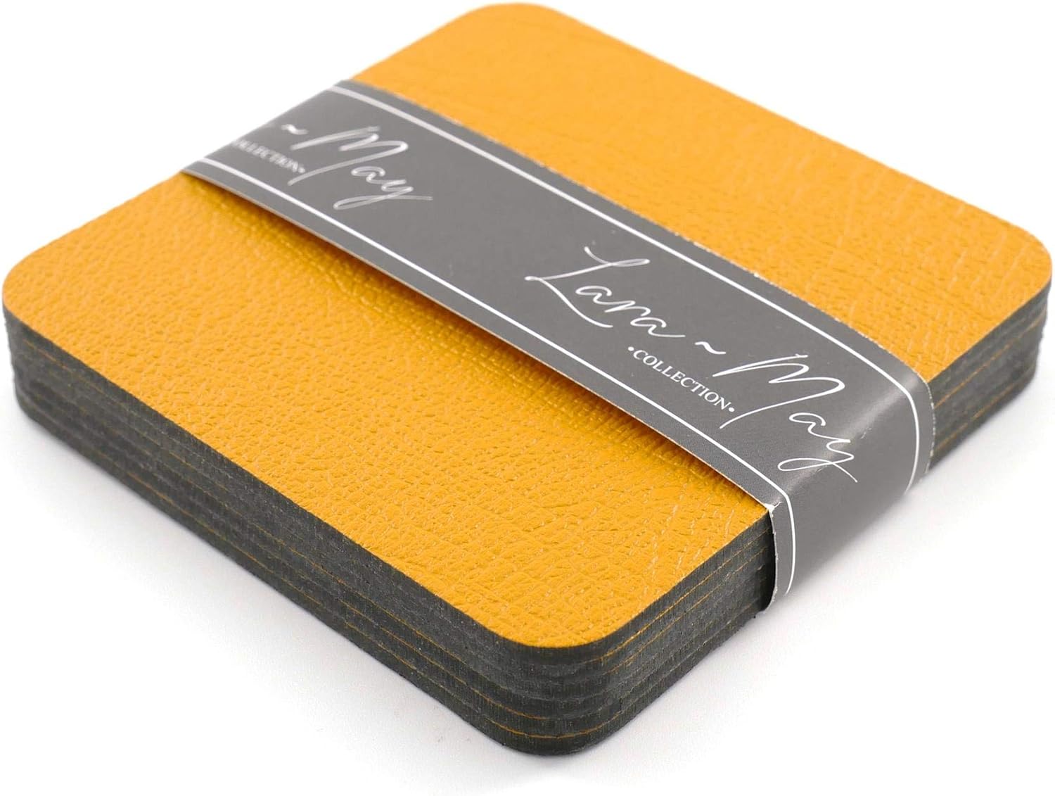 Sets of 6 Mustard Yellow Recycled Leather Placemats (28cm x 21cm) and