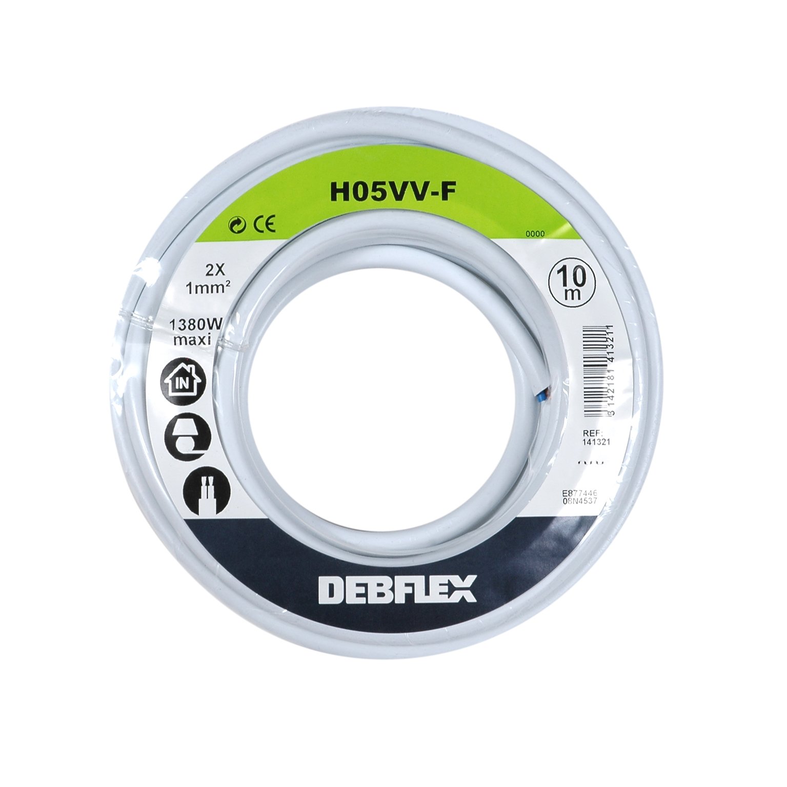 Debflex 141321 Cable Reel HO5VV-F 2 x 1 10 m White