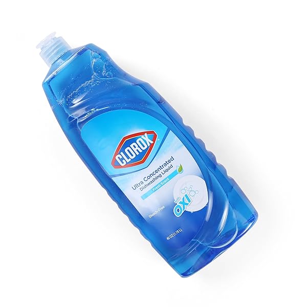 CLOROX ULTRA CONCENTRATED LIQUID DISH SOAP WITH OXI, FRESH SCENT – DISHWASHING DETERGENT, BLEACH-FREE FORMULA POWERS THROUGH GREASE, 40 FL OZ