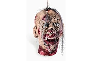 KHC-KHF Halloween Props Scary Hanging Severed Head Zombie Decorations Scary Halloween Realistic Props Hanging Bloody Head Haunted Party Décor