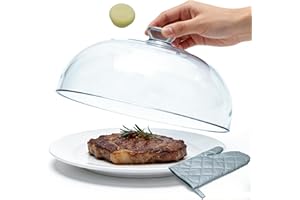 MAGJIUKE Glass Microwave Splatter Cover for Food, 10 Inch, One-Piece Integrated Handle Dome Design, Heavy-Duty Food Guard wit