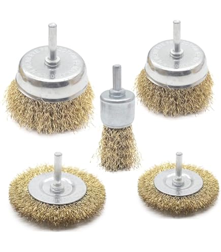 3 Piece Brass Wire Brush Set - Wheel & Cup Drill Attachments For Rust Removal