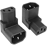 YACSEJAO IEC 320 Male C14 to 90 Degree Down Right Angled C13 Power Extension Adapter, 2PCS