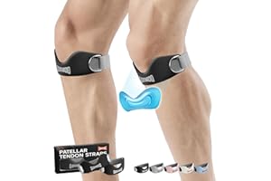 GOUNOD Silicone Patellar Tendon Support Strap 2 Pack,Knee Strap for Knee Pain Relief,Patella Band for Basketball, Jumpers Knee, Tendonitis, Running, Hiking, Soccer, Osgood Schlatter（Black-Grey）
