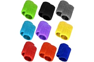obmwang 18 Pieces Wrist Sweatbands Sports Wristbands Colorful Cotton Sweat Band for Men, Women and Teens, Suitable for Gym, Yoga, Football, and Other Sports