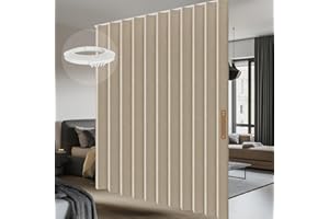 100% Blackout Room Divider Curtains Ceiling Curtain Track Sets Blackout Curtains Flexible Track Curtain Extra Wide(Beige, W10