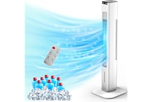 FLOWBREEZE 41'' Portable Air Conditioners, 3-1 Evaporative Air Cooler w/Remote, 15H Timer, 90° Swing, Portable AC with 1700ML Water Tank, 8 Ice Boxes, 3 Modes 3 Speeds Cooling Tower Fan For Room