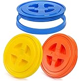 Hacaroa 3 Pieces 5 Gallon Bucket Lids, 12 Inch Plastic Screw Top Seal Lids, Leak-proof Reusable Bucket Twist Lid Caps for Pet