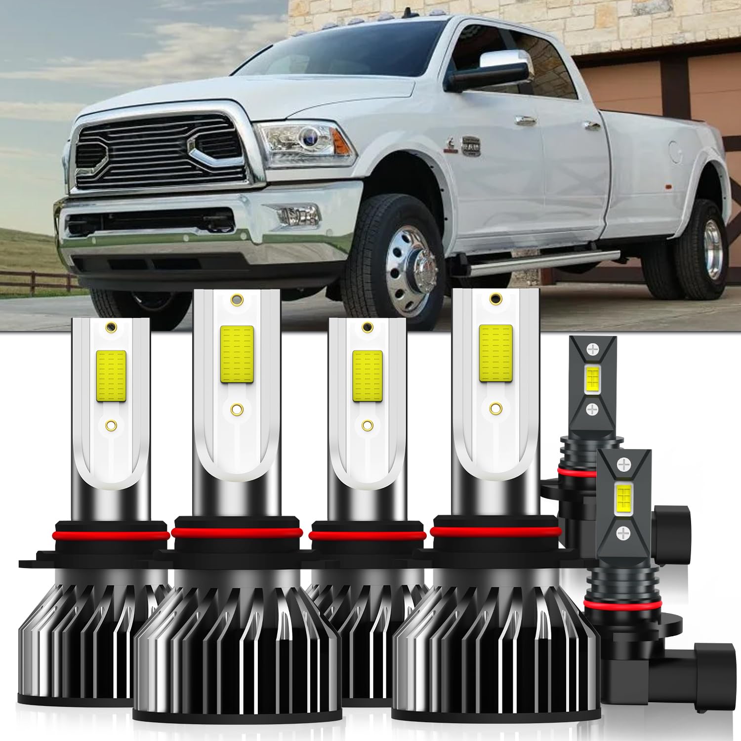 Photo 1 of AMXTOBUB compatible with 2016 2017 2018 DODGE RAM 1500 2500 3500 With Projector, 9005 and 9005 High/Low Beam and 9145/9006 Fog Light Bulbs,Pack of 6
